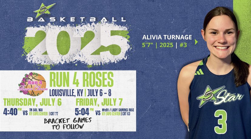 Alivia Turnage (@alivia_turnage) on Twitter photo Playing in Louisville this week. Ready to play in the Run 4 Roses tournament! <a href="/FiveStar_BB/">Five Star Basketball</a> Playing in Louisville this week. Ready to play in the Run 4 Roses tournament! <a href="/FiveStar_BB/">Five Star Basketball</a>