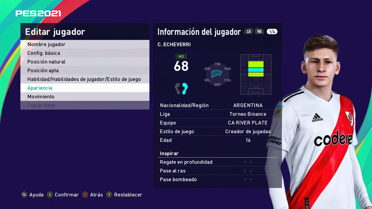 LatinPatch's tweet photo. Claudio Echeverri - River Plate

#pes21 #pes #efootball #riverplate #river #carp #argentina #Editemospes #argentinasub20 #argentinasub17 #proevolution #promesa #proevolutionsoccer #facemaker #faces #face #mod #diablito #diablo #debut #wonderkid #riverplay #mercadodepases #fichaje https://t.co/lAVeYrKU8Y