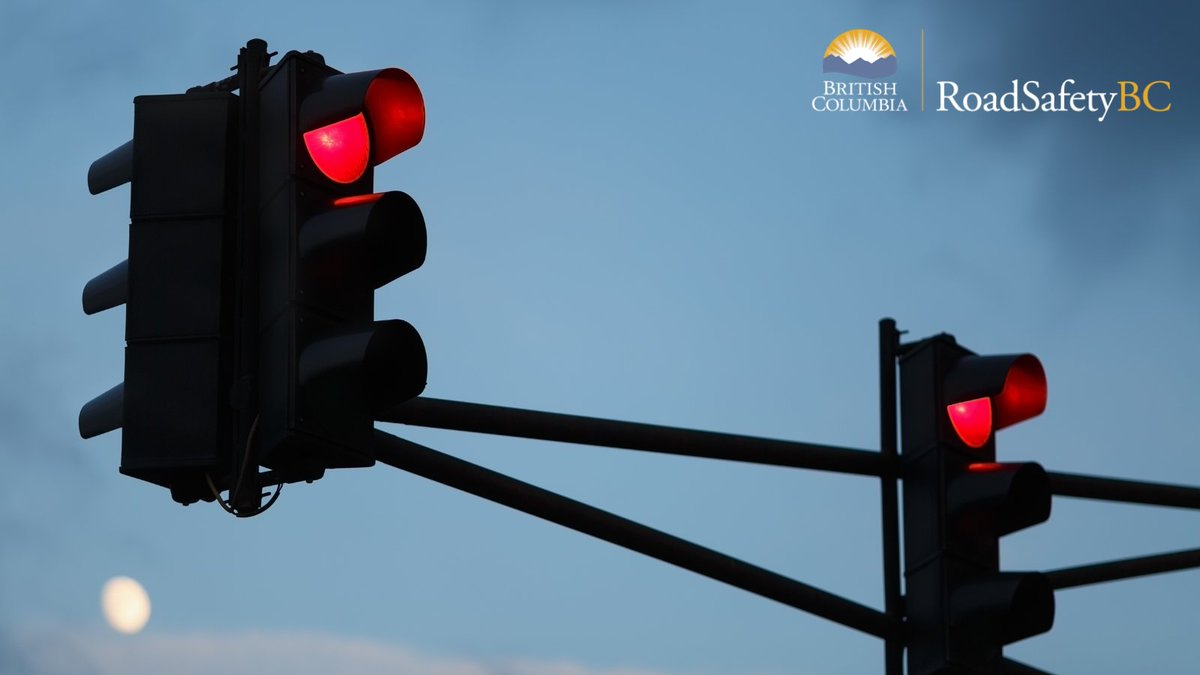 RoadSafetyBC's tweet photo. Don't run a red! Running a red light can cost you $167 and 2 penalty points. Obey traffic signals and respect the safety of all road users. Learn more: https://t.co/ygavLvfvL7 #TicketTuesday #RedLightViolation https://t.co/EbtvpckIav