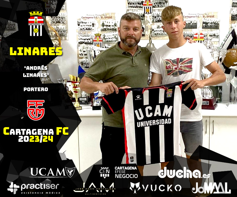 CANTERA | Andrés LINARES renueva con el <a href="/CartagenaEfese/">Cartagena F.C.-UCAM</a> y defenderá la portería del #LigaNacional la temporada 2023/24 🙌🙌
#EnCartagenaHayCantera <a href="/alinares_13/">Andrés Linares Jordan</a>