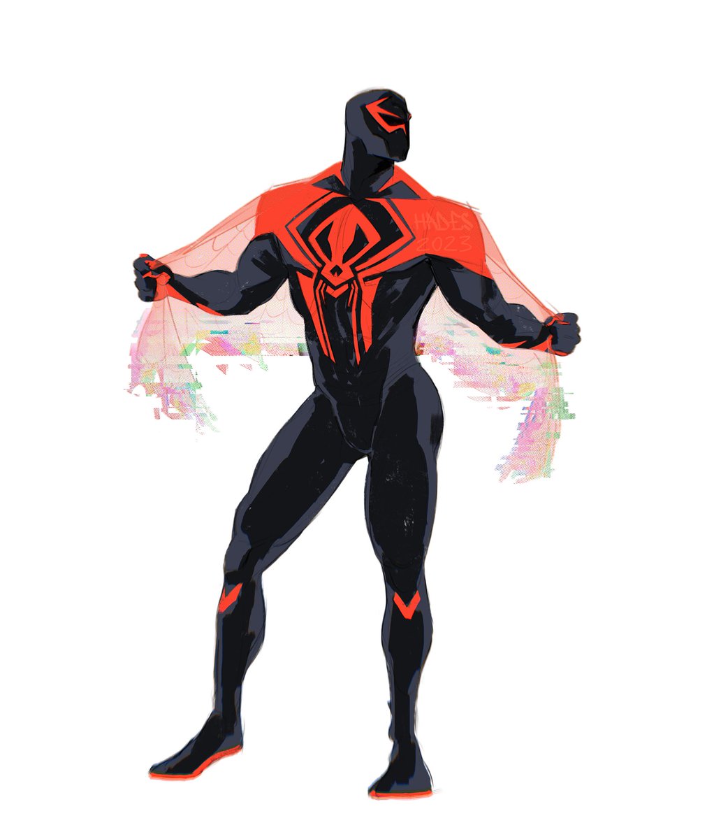 A 4 year old child watched me draw this on the train 
#SpiderMan2099 #AcrossTheSpiderverse