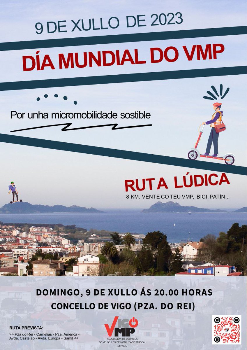 ❗️❗️❗️📢 Manifestación no Día Mundial do Vmp, domingo 9 de xullo. Saída ás 20h dende Praza do Rei. Ruta circulando en calzada por Avda. das Camelias, Rúa Álvaro Cunqueiro, Avda. das Camelias, Praza de América, Avda. de Castelao (carril-bici), Avda. de Europa e Avda. de Samil.