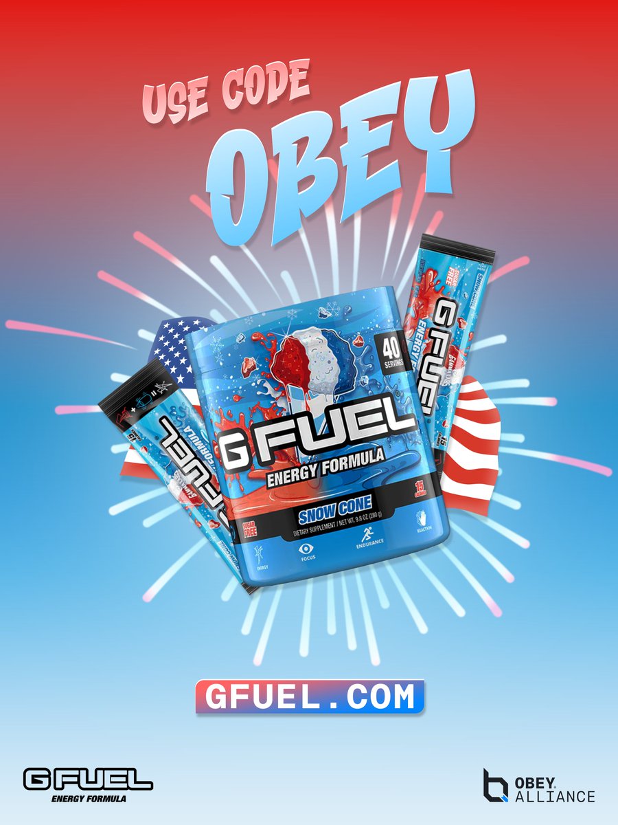 GemmPersonal's tweet photo. Happy 4th of July. Entry #1 for the #ObeyDRC.
4th of July advert for @ObeyAlliance &amp; @GFuelEnergy! https://t.co/QSQp7BPQ0N