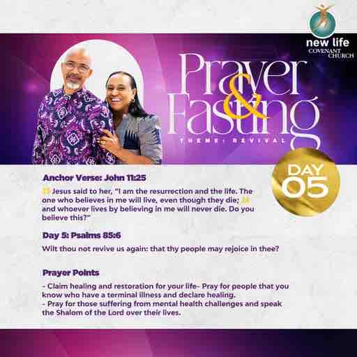 PRAYER & FASTING DAY 5 - Claim healing and restoration for your life - Pray for people that you know who have a terminal illness and declare healing - Pray for those suffering from mental health challenges and speak the Shalom of the Lord over their lives. #revival #TBM #NLCC