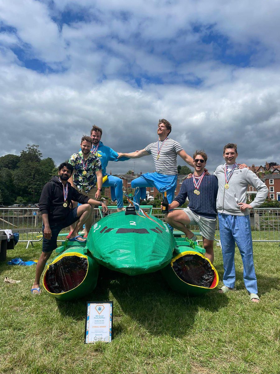 Liverpool_Ortho's tweet photo. Our @David_sammy24 @Dr_JamesRedfern @Ankers_Thomas and Joe Fennelly (with Tom Curwell and Tom Buick) won the @ChesterRaftRace this year with their amazing build winning both overall winner and joint first best themed raft. Unbelievable. 👏🤩 https://t.co/lOJ4B4f6Ot