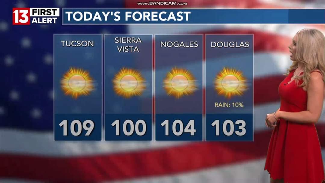 NewsWatcher102's tweet photo. Part 1: @alliepottertv so gorgeous/SEXY in a very pretty red dress on this #July4! 😍🤩💘🔥❤️🩶💙 #AzWx #TucsonWx #KOLDNews #AlliePotter https://t.co/avr7xXd1RD