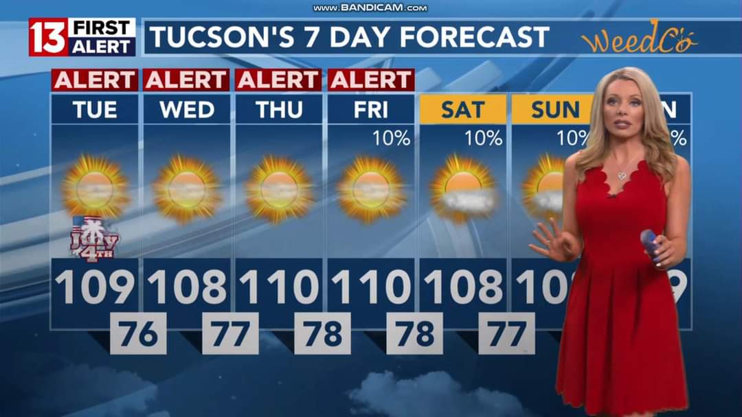 NewsWatcher102's tweet photo. Part 2: @alliepottertv so gorgeous/SEXY in a very pretty red dress on this #July4! 😍🤩💘🔥❤️🩶💙 #AzWx #TucsonWx #KOLDNews #AlliePotter https://t.co/VfJ6nwfhpB