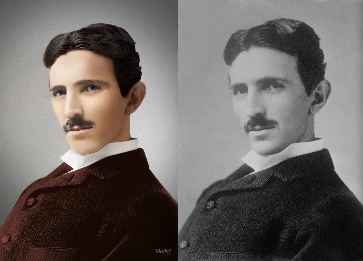 Nikola Tesla colorized photo by Tesic
#tesla #science #universe #colorized #colorizedhistory #colorizedphoto #colorization #colorizedhistoricalphotos #nikolatesla