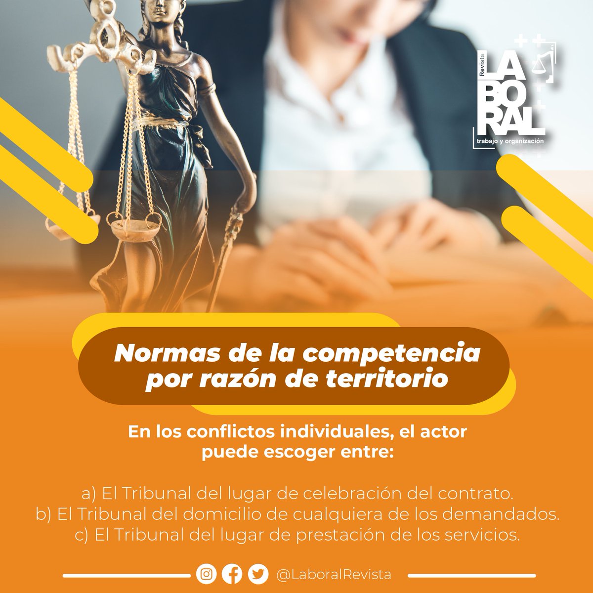 LaboralRevista's tweet photo. Normas de la competencia por razón de territorio
#FelizMartes #LeyFederaldeTrabajo #Sabiasque #RevistaLaboral #Derecho #Enterate #online https://t.co/xcAbE51CdG