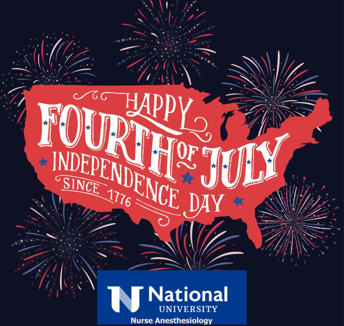 NAnesthesiology's tweet photo. All of us at the National Nurse Anesthesiology program wish all of you a Happy July 4th! Especially the Physicians, Nurse Anesthesiologists and residents working today! #NewNational #July4th #Freedom https://t.co/WrLKXsxOJy