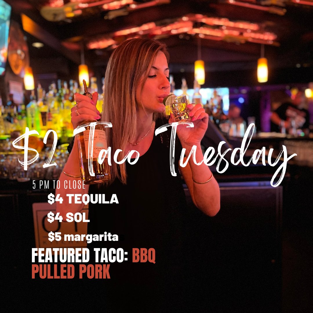 Taco Tuesday! 
$4 regular and coconut tequila 
$4 sol bottles 
$5 margaritas, make it a double for only $8

Feature taco: pulled pork
.
.
.
#tacotuesday #tequila #yegfood #yegdrinks