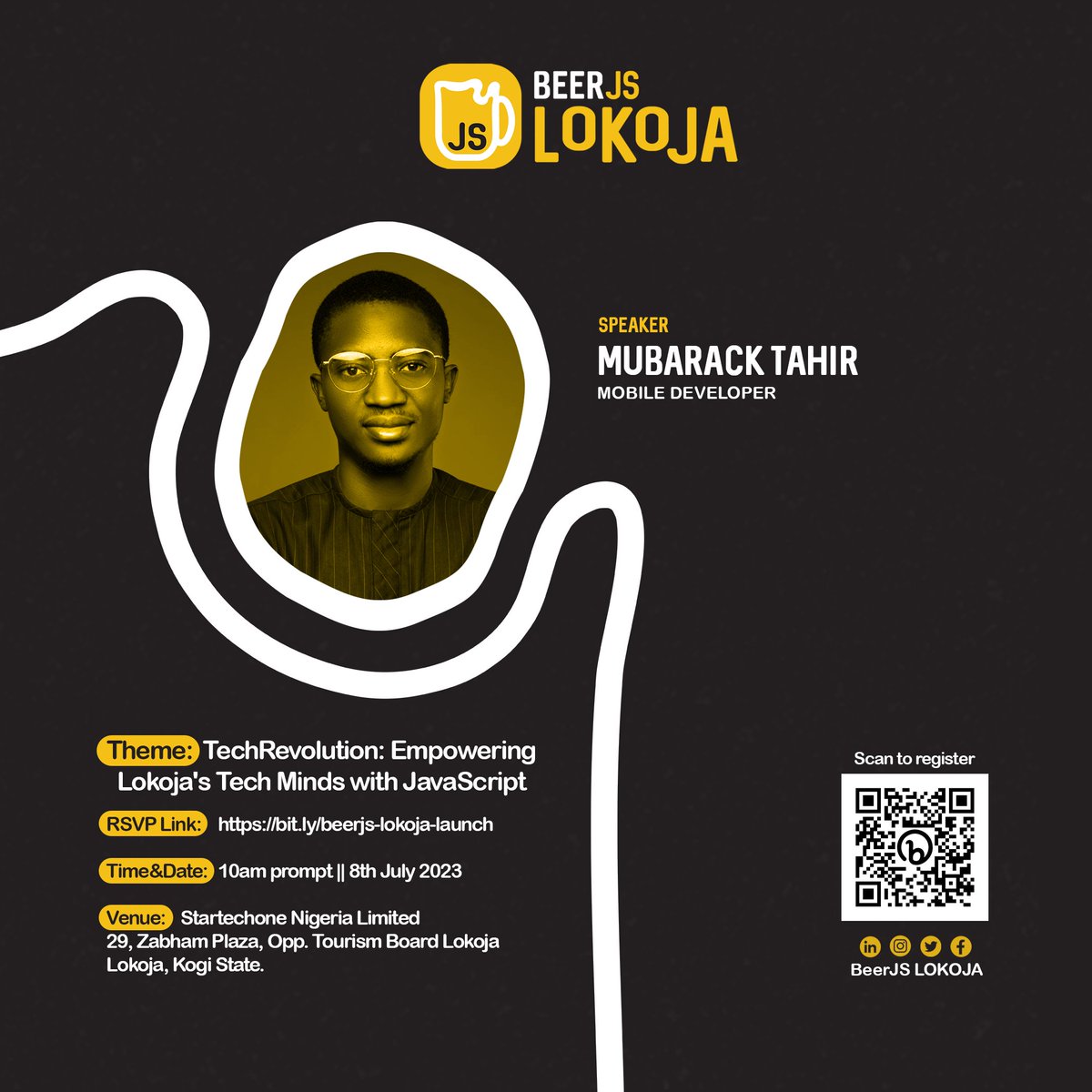 BeerjsLokoja's tweet image. Our Speakers 🎉
Meet Mubarack Tahir @MubarackTahir a Mobile Developer. He will be presenting at @BeerjsLokoja community launch.
#beerjslokoja
#beerjs
#javascript