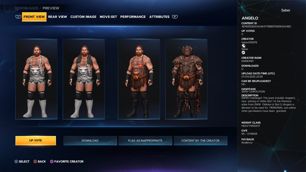 OhMadGod's tweet photo. Angelo is officially 2K23 ready! This will include my new primary attire as well as the full attire from SWW Oblivion. Tags are #SWW & #CAWolition Also included is the newest entrance, and updated move-set. Feel free to download & enjoy for personal use!
#WWE2K23 https://t.co/TjlNuwEFEf