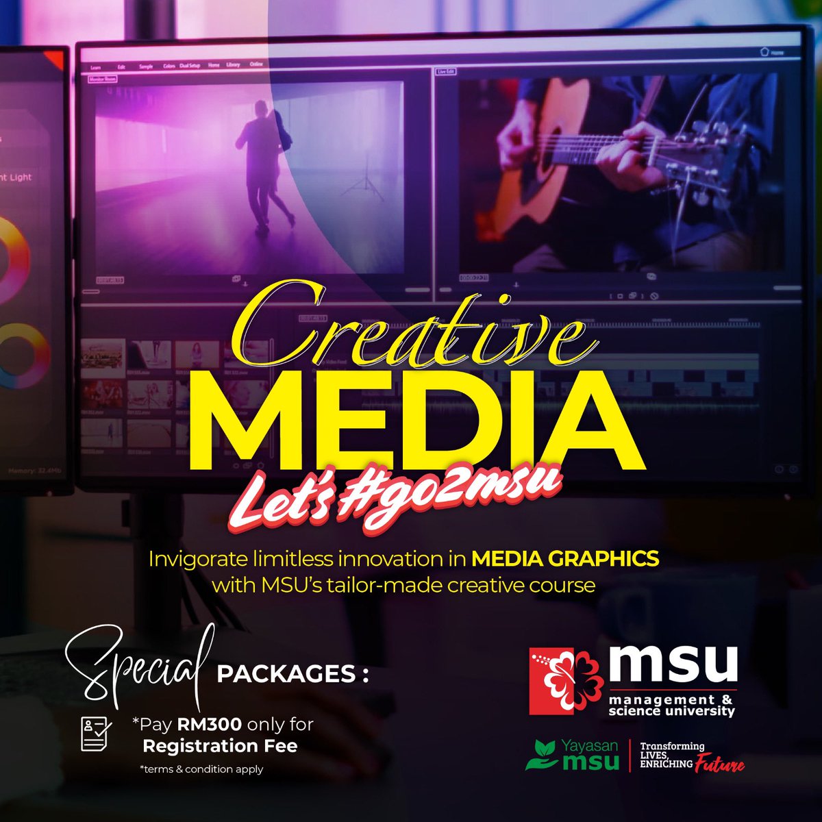 EnrolmentMsu's tweet photo. If you are a creative person, MSU might be your choice to pursue your diploma / degree in many creative media studies
Let’s#go2msu
#graphicdesign
#fashiondesign
#interiordesign 
#creativevisual
#gamesdesignanimation
#msumalaysia https://t.co/DaiARPXVrA
