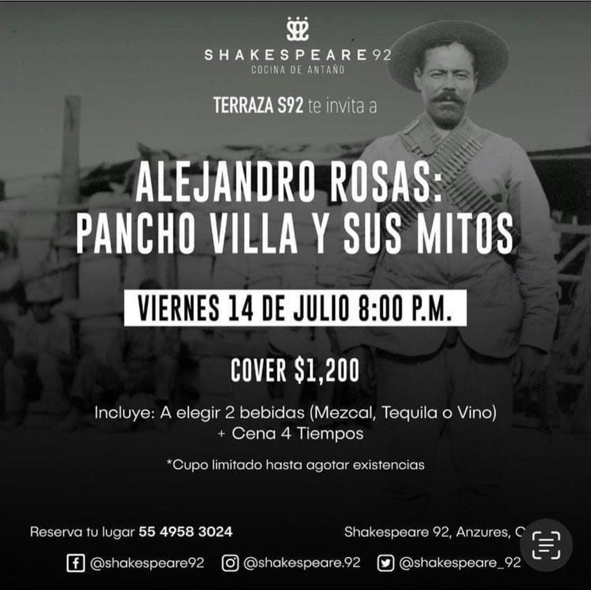 Shakespeare__92's tweet photo. Se atribuye a Pancho Villa la frase: ‘Ya es tiempo de que los prejuicios acaben, de que la sociedad se establezca sobre bases más sólidas, más naturales, más sabias, más justas y más nobles’.
Será??? 😮 Averígualo el 14.jul.23 en #Shakespeare92 con #AlejandroRosas 
@arr1910 https://t.co/OWTHivgwP2