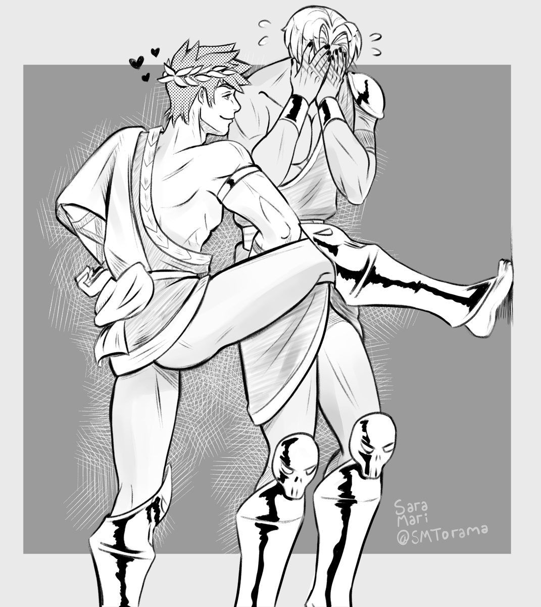 Nectars weren't working fast enough so now Zagreus is trying the kabedon to woo Thanatos