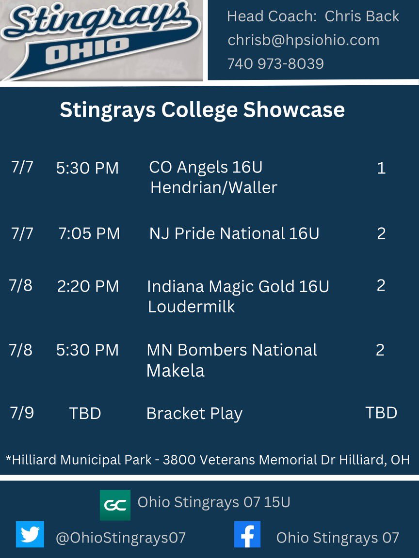 Not only are we finally back in Ohio but we are hosting! 

The Greatest Show On Dirt-The Ohio Stingrays Showcase is this weekend! 

Schedule 👇