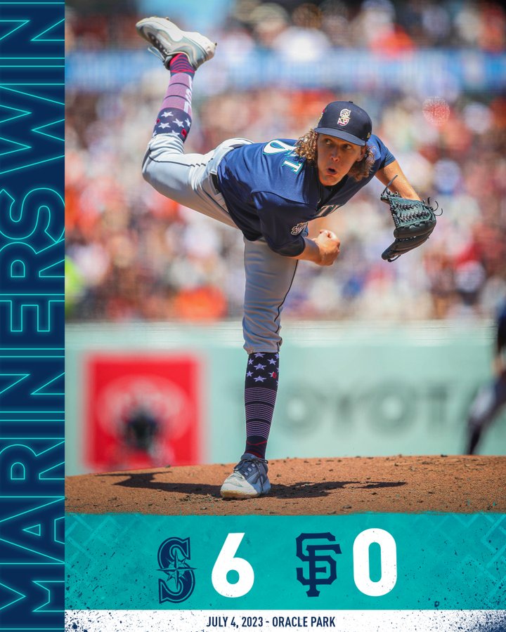 MARINERS WIN! Mariners 6, Giants 0 July 4, 2023 - Oracle Park