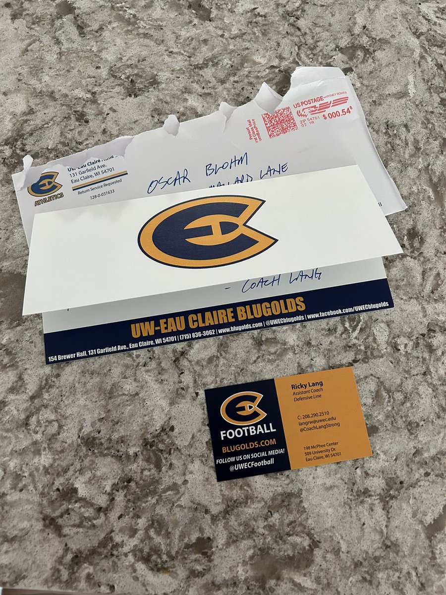 Thank you for the letter. @CoachLangStrong @UWECFootball