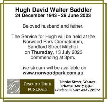 For  those who can’t attend Hugh’s funeral in person please join us virtually norwoodpark.com.au/service-stream…