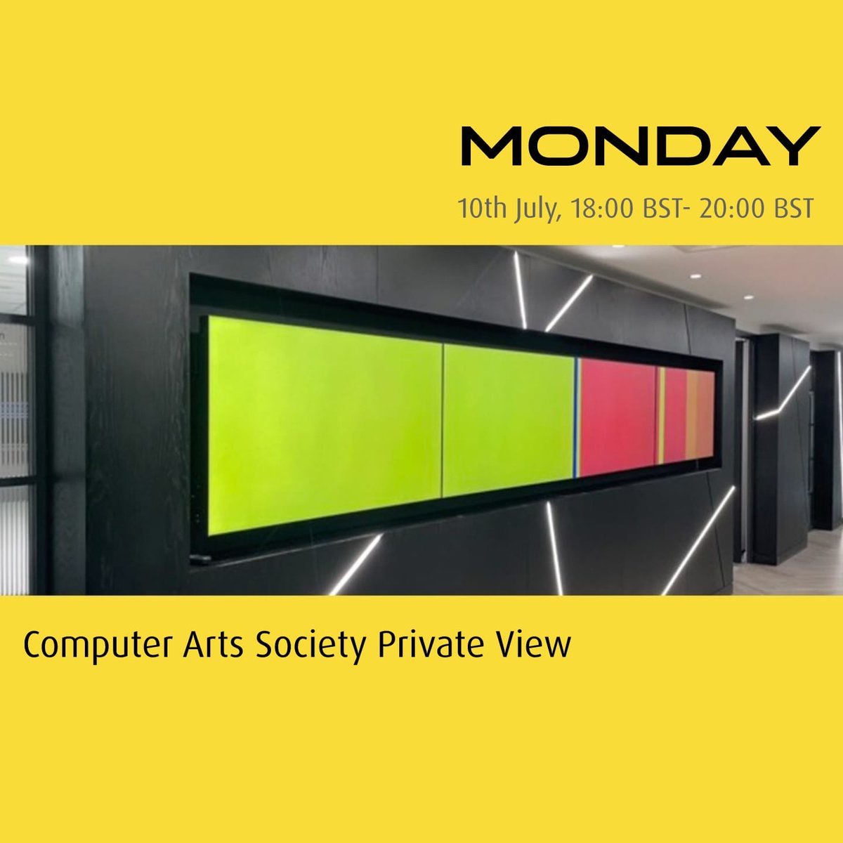 Join us for an evening of art and installations at BCS, the Chartered Institute for IT, 25 Copthall Avenue, London, featuring a talk by outgoing EVA chair Nick Lambert.

More information: 
computer-arts-society.com/exhibitions/ca…  

Register for free online:
eventbrite.co.uk/e/computer-art…