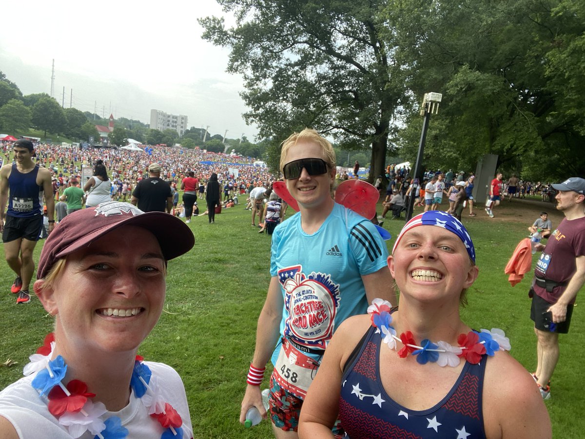 Ran my first peachtree road race this morning with a fellow biomechanist (and much better athlete than me) #twitterless Nicole Stafford,