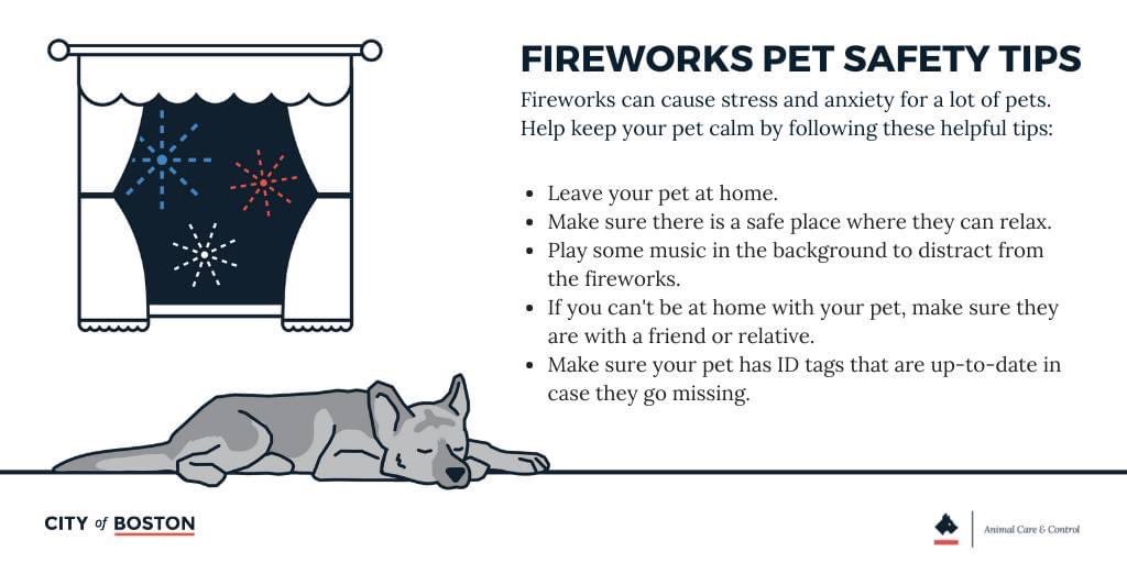 While celebrating #July4 please be mindful of the anxiety #fireworks can have on your pets. #fireworkspetsafetytips