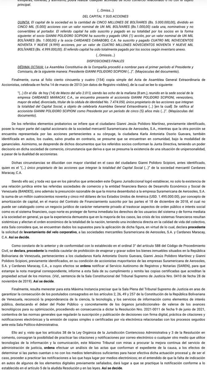 WilsonGomezGB's tweet photo. Sentencia N° 00186 del 23/03/2023 Sala Político-Administrativa @TSJ_Venezuela Posibilidad de invadir la esfera jurídica de los socios o accionistas de una compañía, por medio del levantamiento del velo corporativo, a los efectos de evitar lesiones. BANDES  https://t.co/abzuvaRgCp https://t.co/8diyneYHZh