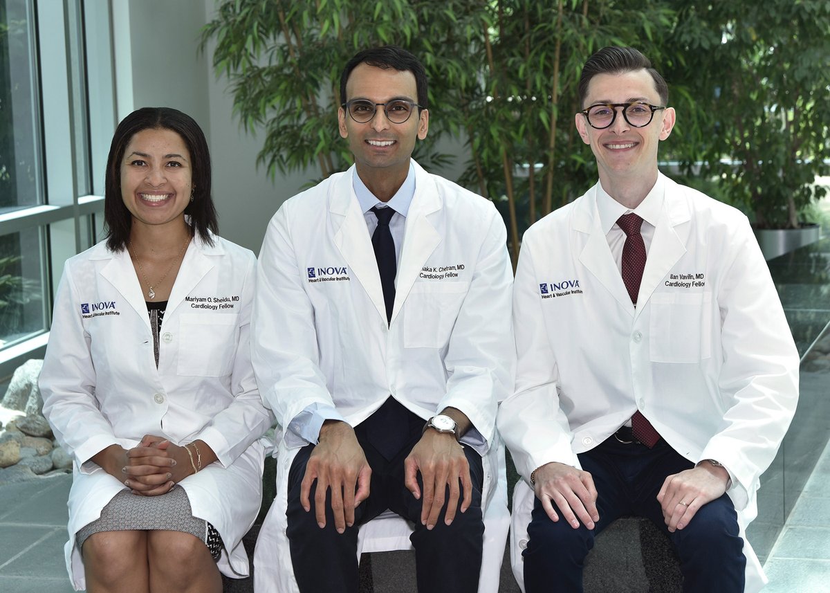 Warm welcome our new Cardiology Fellows
Mariyam Sheidu, <a href="/VishakaChetram/">Vishaka Chetram</a>
and Ilan Vavilin. 
We are excited to have you on board!
<a href="/coconnormd/">Christopher O'Connor</a> <a href="/InovaCVfellows/">InovaCVfellows</a> <a href="/JamieLWKennedy/">Jamie Kennedy</a> <a href="/MoemenEltelbany/">Moemen Eltelbany, MD</a> <a href="/DrMatteoFabbri/">Matteo Fabbri</a> @adimeht