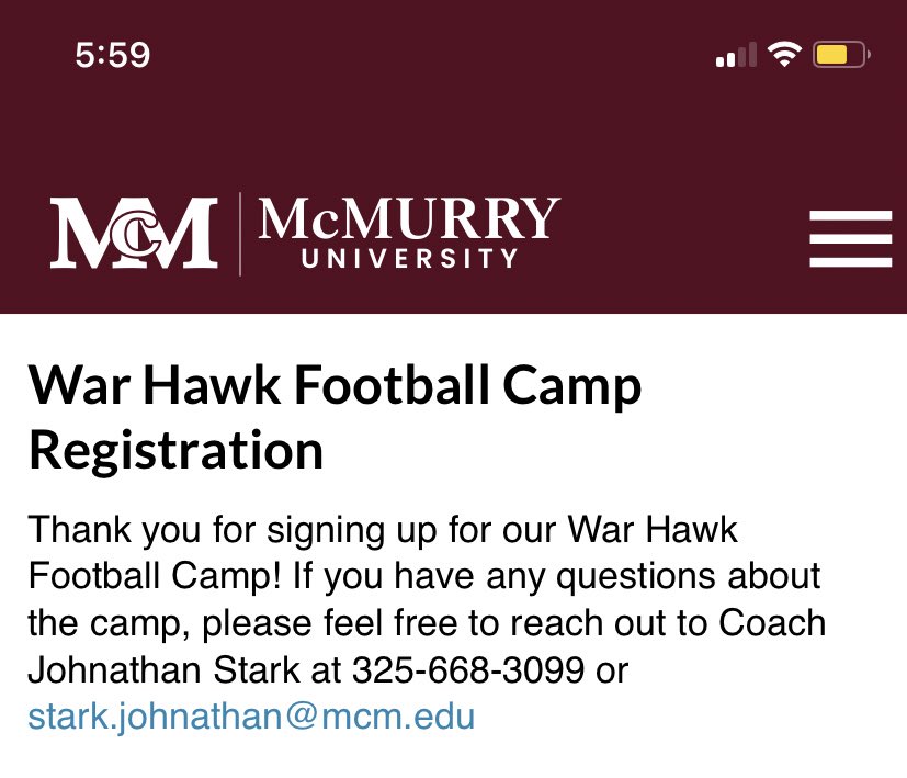 Excited to be able to go ball out and show out at camp July 12th!! <a href="/McMURRYFOOTBALL/">McMURRY FOOTBALL</a> @CoachBapMcM <a href="/CoachRCollins/">Coach Reed Collins</a>