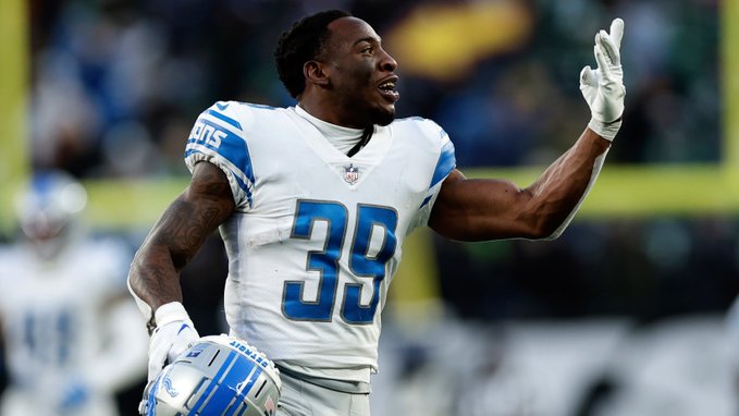 AroundTheNFL's tweet photo. CB Jerry Jacobs believes Lions are ready to "shock the world" in Week 1 versus Chiefs: "It's time to show what Detroit is made of"

https://t.co/Yf8Nv6NWB6 https://t.co/e6MLkzZjdX