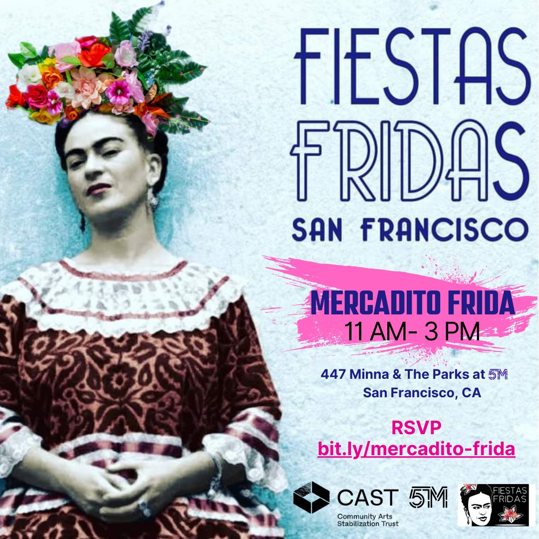 🌼 Join us 7/23 for <a href="/FiestasFridasSF/">FiestasFridasSF</a>! <a href="/CASTSF/">CAST</a> &amp; <a href="/5M_SF/">5m_SF</a> are keeping the Frida Kahlo fest going with another edition of Mercadito Frida at #447Minna and #TheParksat5M. 

🗓️ Sunday, July 23
⏰ 11 AM - 3 PM
📍447 Minna Street &amp; The Parks at 5M

🔗 FREE RSVP: bit.ly/mercadito-frida