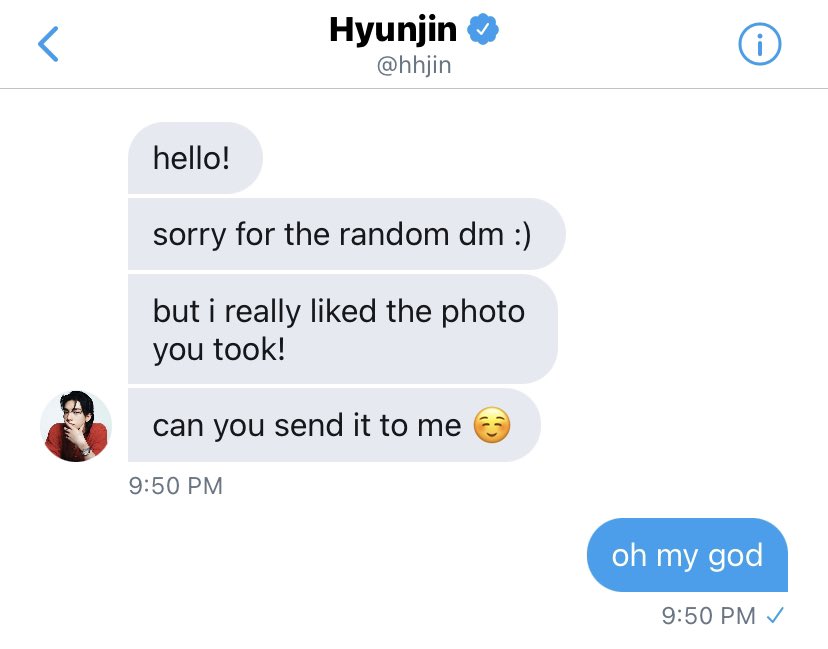 jeongziac's tweet photo. spotted: my type
— a #hyunin mini au

hyunjin (hhj) constantly visits innie’s (yji) fansite account every after schedule to see if he took photos of him. 

apparently, sending the wrong photo would lead to your idol constantly looking for you in the crowd. https://t.co/xzquWupIQK
