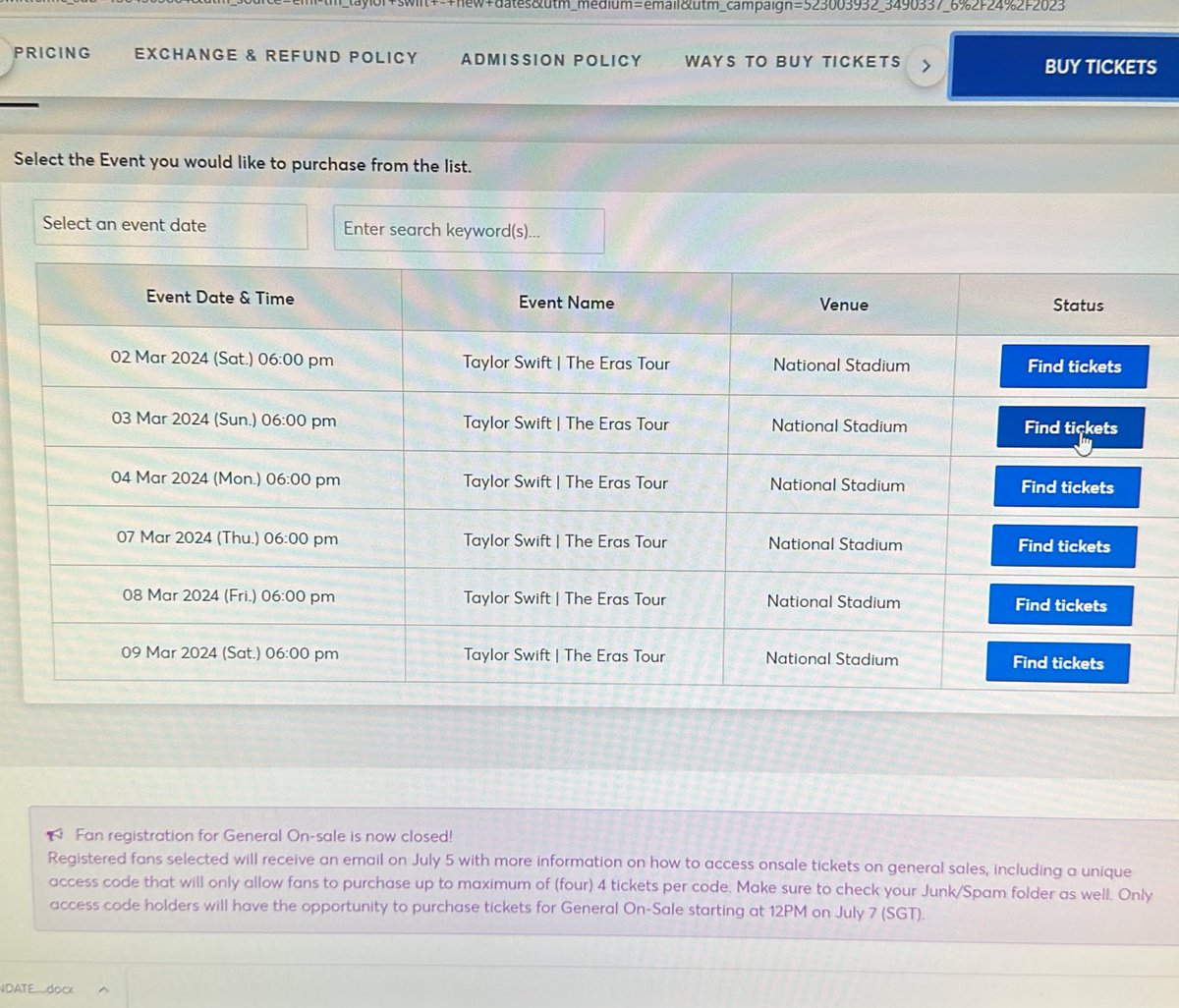 reinavp_'s tweet photo. @TSTheErasTourSG Already pick the sec but cannot login 😭 https://t.co/IOBd1uMnCU