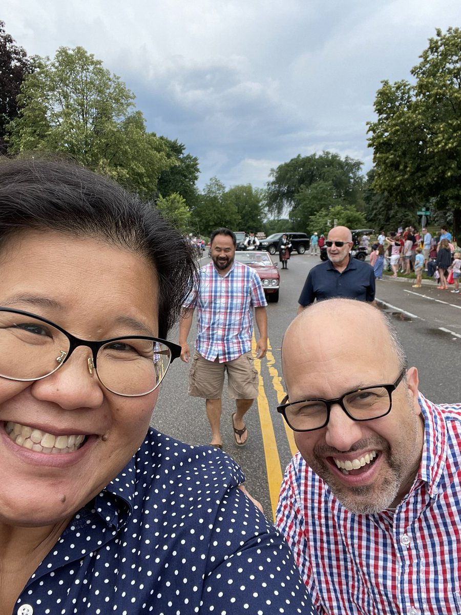 KaohlyVangHer's tweet photo. A fantastic day celebrating the independence of America at the St. Anthony Park @4thinthepark parade with my seat mate @davepinto &amp; colleagues @ClareOumou @mitrajunjalali @julieblaha. A wonderful turnout despite the rain. Happy 4th of July. https://t.co/jZ0aw1q4zo