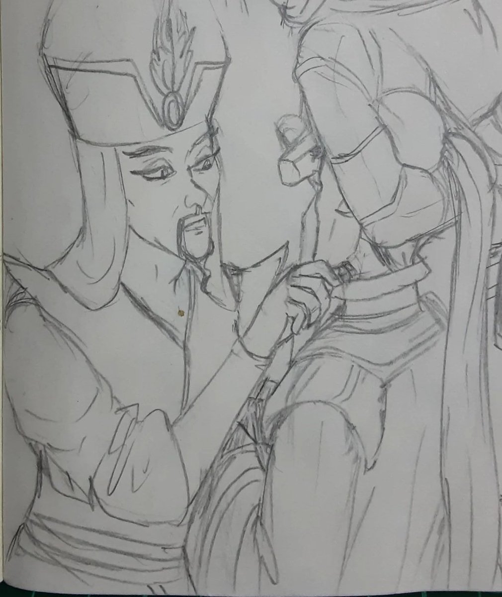 HanFeisu's tweet photo. #villainrecruiters x #disneyvillains again. This time with Frollo/Veil with Jafar/Farja scenes. The 2nd one looks very wrong when its Frollo n Jafar, but uhm whatever...
#claudefrollo #jafar #thehunchbackofnotredame #aladdin #手下 #veil #farja #sketches https://t.co/eFewjCdBnK