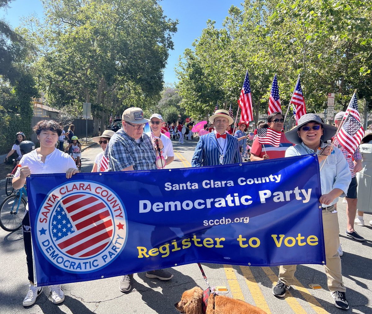CAYoungDems's tweet photo. California College Democrats President Jason Park working it this Fourth of July! https://t.co/TldYmszTMk