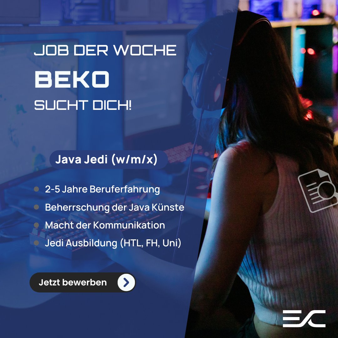 🌟 Möge die Code-Kraft mit dir sein! BEKO sucht einen Java Jedi (w/m/x), um bei der Erschaffung von Software-Wundern zu unterstützen. Greife nach deinem Editor-Lichtschwert und stelle dich der Entwicklung und Implementierung von Java-Anwendungen. Link: bit.ly/3XA3try