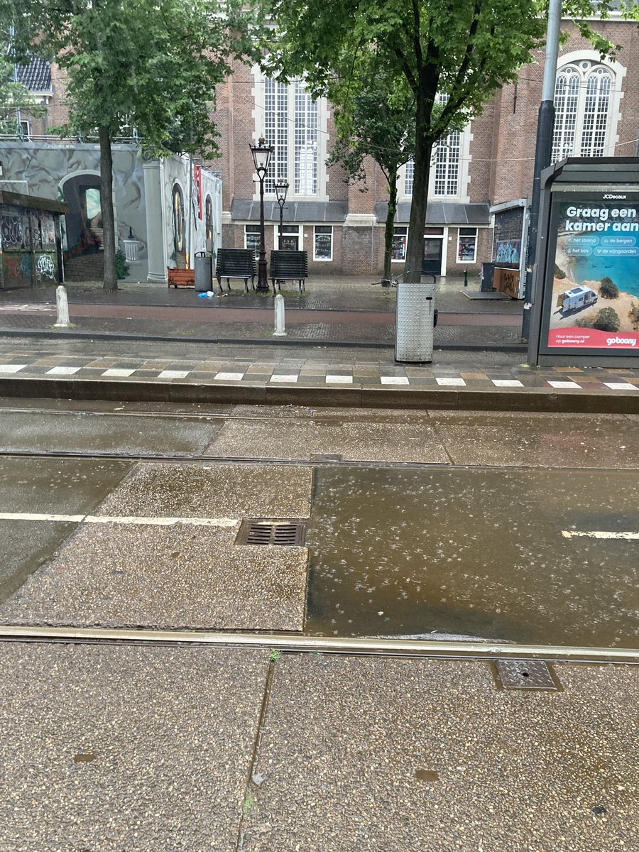 LinekeDammers's tweet photo. Ik blijf t idioot vinden. De put ligt hoger dan het diepste punt van de vijver die hier altijd ontstaat bij regen. Al jaren meld ik het. #westermarkt #tramhalte @Waternet @webcare020 https://t.co/85Rp0srgR7