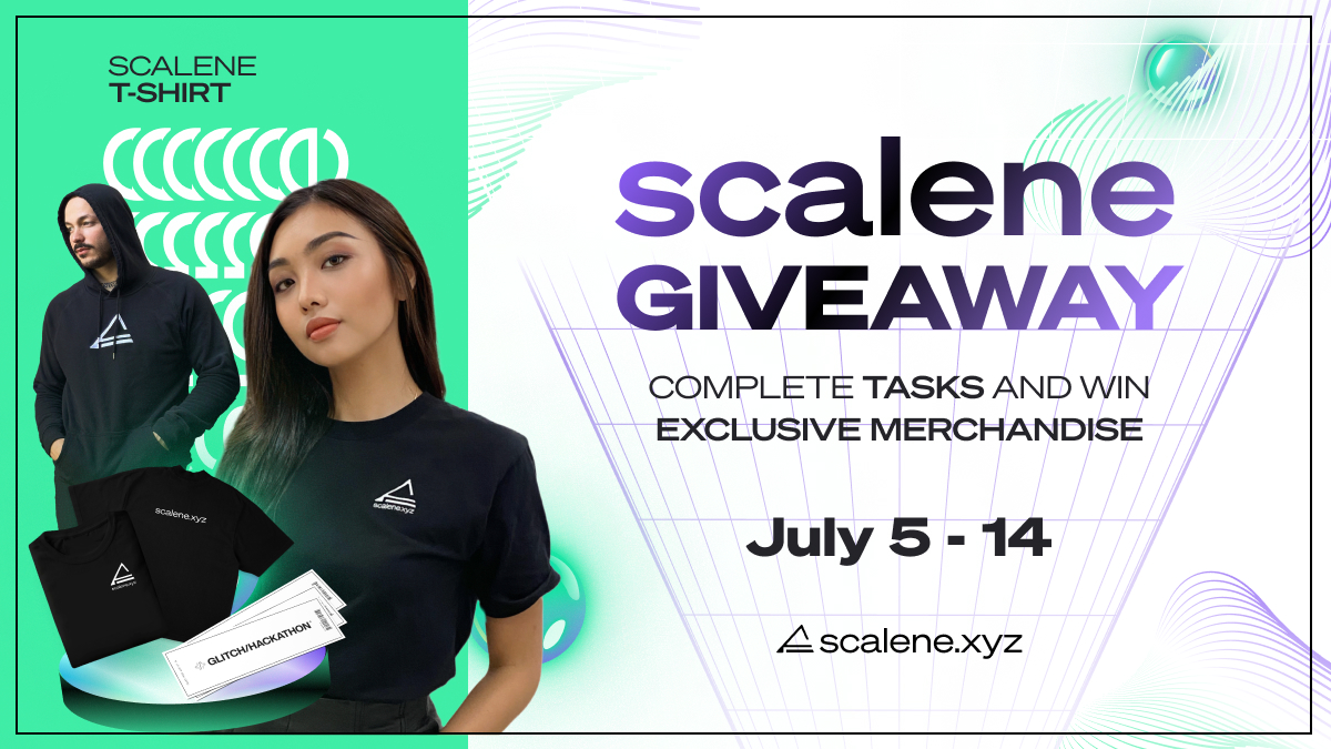 Scalene Giveaway is Incoming!

Complete easy tasks and get a chance to win our exclusive merchandise and a ticket to the next <a href="/GlitchHackathon/">GLITCH</a>! Just a quick note, each task is a ticket for you to grab the prize.

Check the thread below for the mechanics: 📝