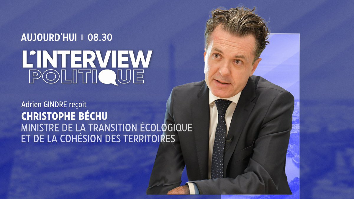 JohannFourmond's tweet photo. [#ComPol #Bechu #InterviewPolitique #Gindre #LCI #La26]

Christophe Béchu @ChristopheBechu, ministre de la Transition écologique &amp; de la Cohésion des territoires, et Secrétaire Général d’@HorizonsLeParti, est l'invité d'Adrien Gindre @agindre, dès 8h30 dans #LesMatinsLCI sur @LCI https://t.co/YsxHH5iRxI