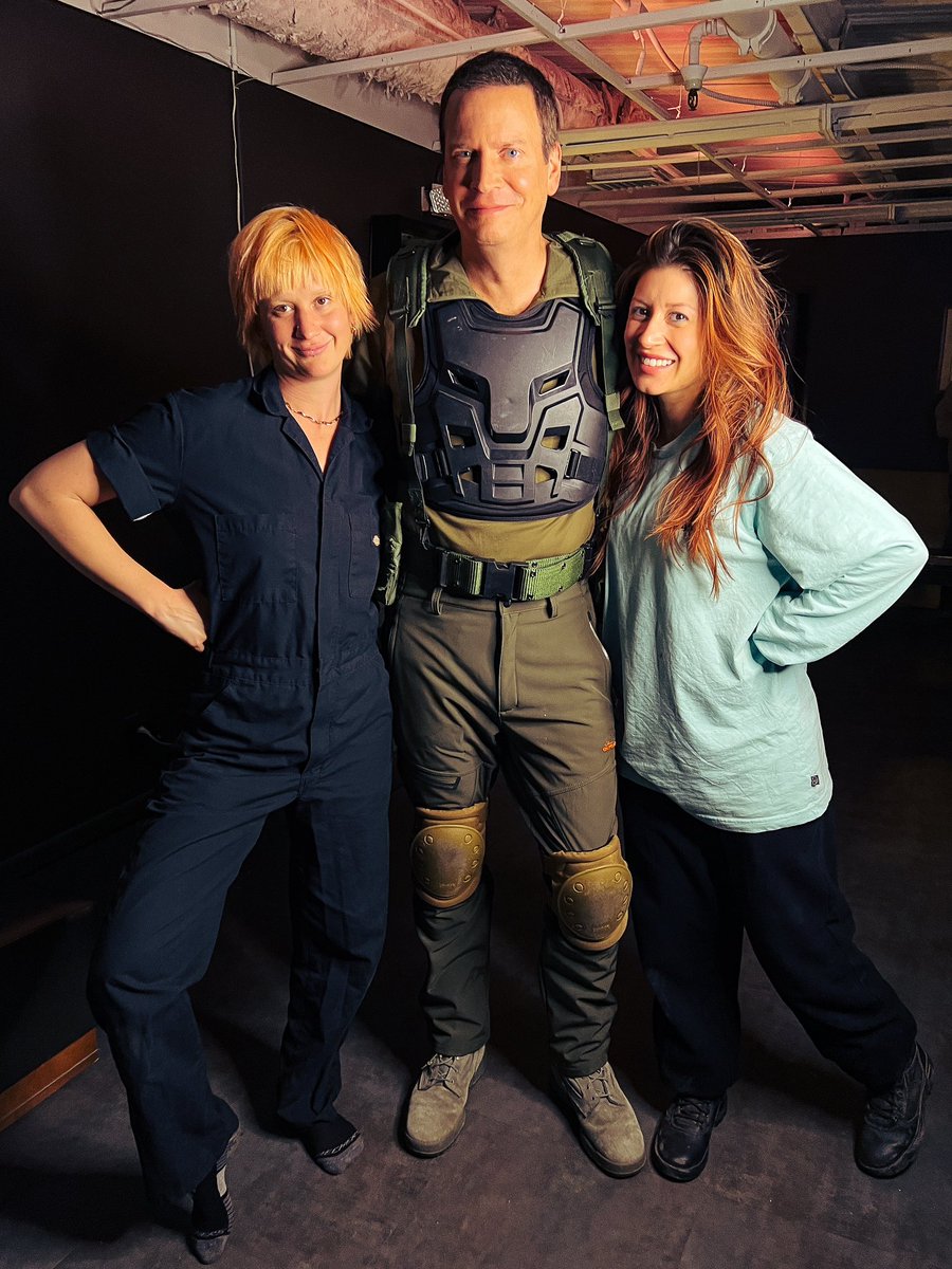 ChadRidgely's tweet photo. Shoutout to Alex Marie Hansen and Stephanie Bayne for making me look battle ready in @theasylumcc’s Transmorphers: Mech Beasts. In select theaters now! #Transmorphers #MechBeasts https://t.co/HRbAmpqXsM