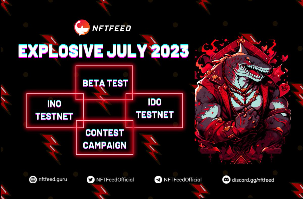 📢 NFTFeed is gearing up for an explosive July 2023 with a series of incredible activities: - Beta Test. - IDO/INO Testnet. - Serie of Testnet Contests. Read more at: mirror.xyz/0x2368dB14Cf7F… #NFTFeed #BetaTest #BuildOnBase #NFTLiquidity