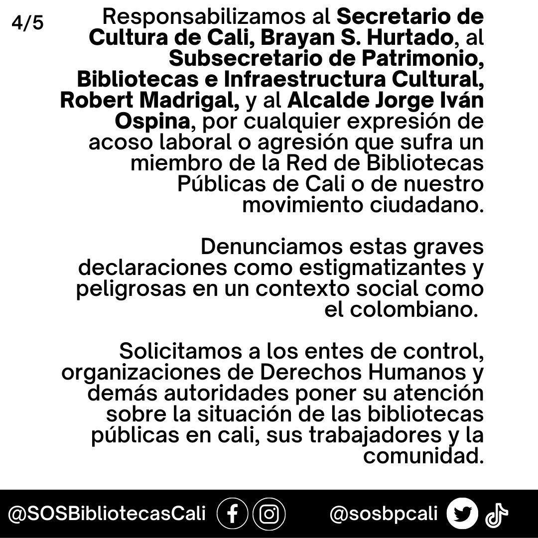 sosbpcali's tweet photo. #SOSBIBLIOTECASCALI #calibp #Soscalibp #60razones

@ONUHumanRights @ONU_derechos @personeriacali https://t.co/cU1BAAvCxD