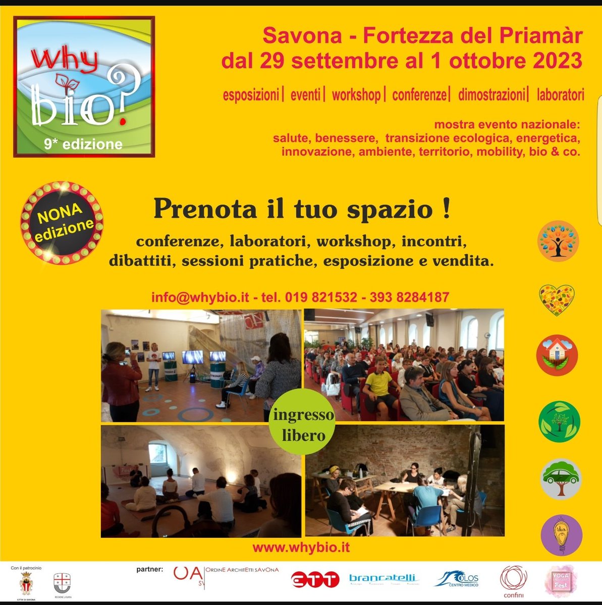 WhyBioSavona's tweet photo. Spazi espositivi e aree conferenze,  laboratori e discipline all'aperto.  Prenota il tuo posto migliore!

Contatta: info@whybio.it oppure 
cell 3493681816 https://t.co/JPMgBjYcee