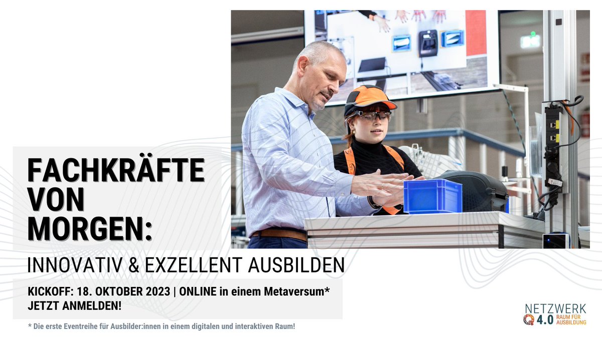 Netzwerk Q 4.0 (@q40_zentral) on Twitter photo 📢 SAVE THE DATE | Veranstaltungsreihe vom 18.10. - 17.11.2023 zum Thema: Fachkräfte von morgen - innovativ und exzellent ausbilden. 👉Jetzt anmelden und Platz sichern: zurl.co/1rFD . @Q40_Suedwest <a href="/Q40_SH/">Netzwerk Q 4.0 in Schleswig-Holstein</a> @Q40_NRW 📢 SAVE THE DATE | Veranstaltungsreihe vom 18.10. - 17.11.2023 zum Thema: Fachkräfte von morgen - innovativ und exzellent ausbilden. 👉Jetzt anmelden und Platz sichern: zurl.co/1rFD . @Q40_Suedwest <a href="/Q40_SH/">Netzwerk Q 4.0 in Schleswig-Holstein</a> @Q40_NRW