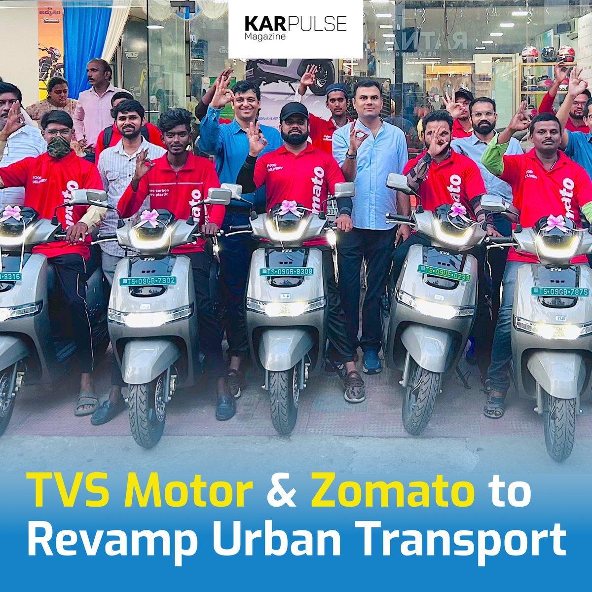 KARPULSE_MAG's tweet photo. #tvsmotorcompany, a global two-wheeler #manufacturer, #partners with #zomato to reshape #urbantransportation by #combining #electricscooter #technology with Zomato's #deliverynetwork.
#karpulsemagazine #automotivemagazine #electric #tvs #tvsmotorcompany #zomato https://t.co/fuxR9YIiO9