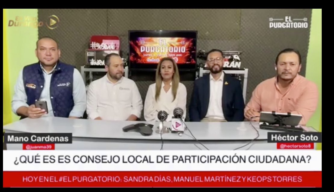 SandraDiaz_G's tweet photo. Agradezco la invitación a su programa #ElPurgatorio a @Hectorsoto8 y a #JuanManuelCárdenas
y darnos la oportunidad de dar a conocer los trabajos que venimos llevando a cabo en el #CPCDurango
#+Integridad-Corrupción
#EnVivoDurango https://t.co/63oXztNcsn