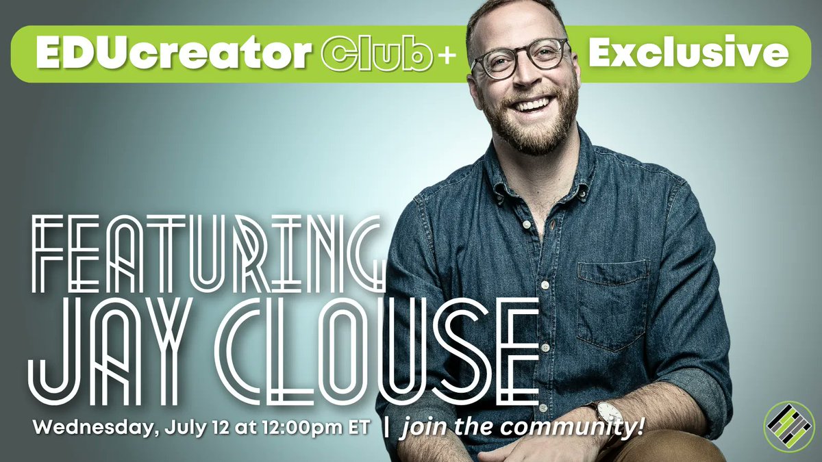 If you are creating anything- podcast, blog, newsletter- you need to be at this event! July 12th at 12 pm ET the EDUcreator Club+ is holding an event featuring  podcaster &amp; community builder Jay Clouse. Don't miss out! Join the EDUcreator Club+ Community: buff.ly/3JICxzX