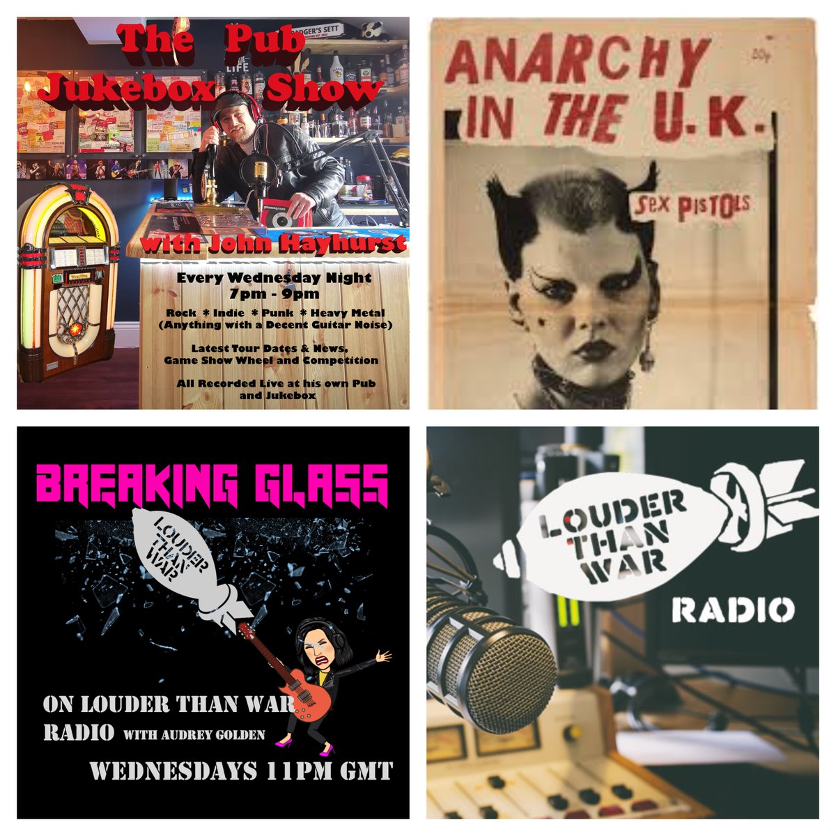 louderthanwar's tweet image. Tonight on Louder Than War Radio s2.radio.co/sab795a38d/lis…
6pm—Fuzz Delay Reverb w/ @LesaHannah &amp;amp; @johnwellby @FuzzReverb 
7pm—The Pub Jukebox Show w/ @johnhayhurst 
9pm—Punk Year Zero
11pm—Breaking Glass w/ @audreyjgolden — #MosswoodMeltdown special